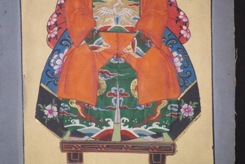 Kleine Ahnenpaare und Kaiser Chinesische Malerei Orange 5