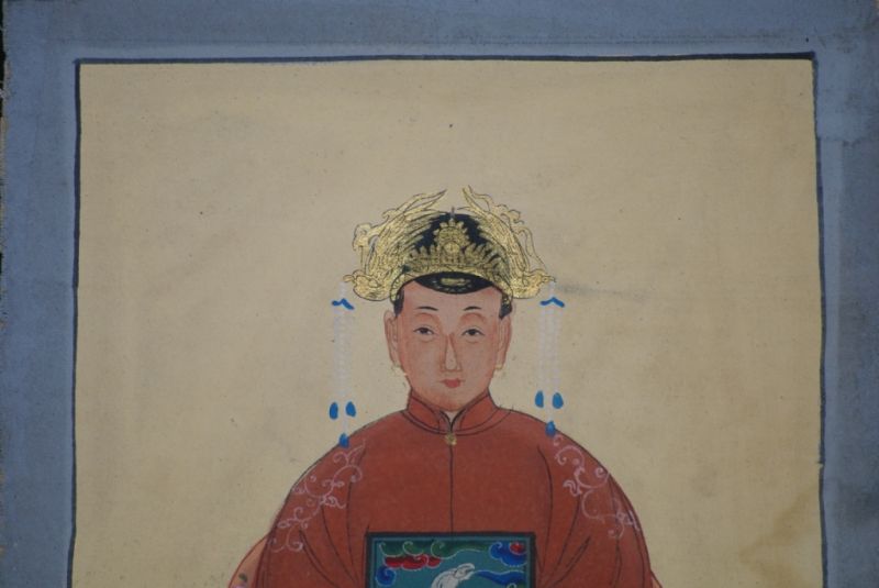 Kleine Ahnenpaare und Kaiser Chinesische Malerei Qing Rote 3