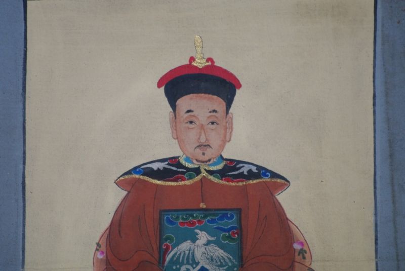 Kleine Ahnenpaare und Kaiser Chinesische Malerei Qing Rote 4