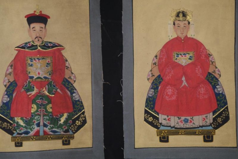 Kleine Ahnenpaare und Kaiser Chinesische Malerei Rot 2