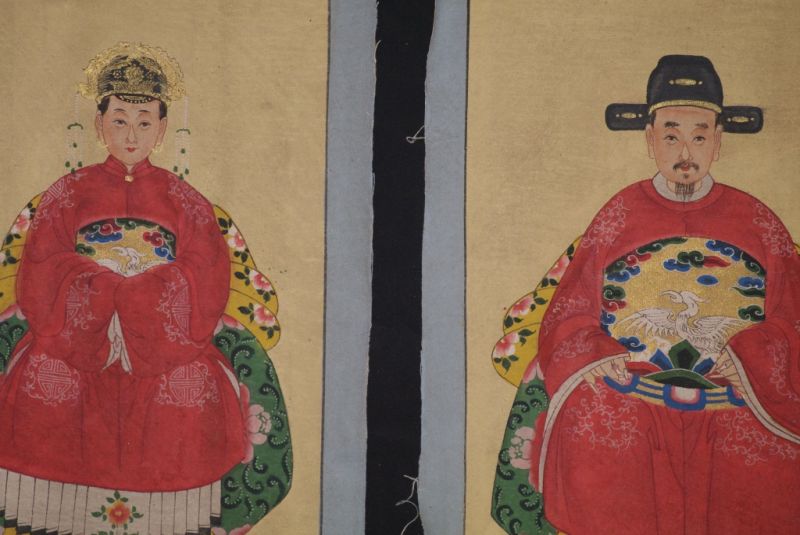 Kleine Ahnenpaare und Kaiser Chinesische Malerei Rot 2
