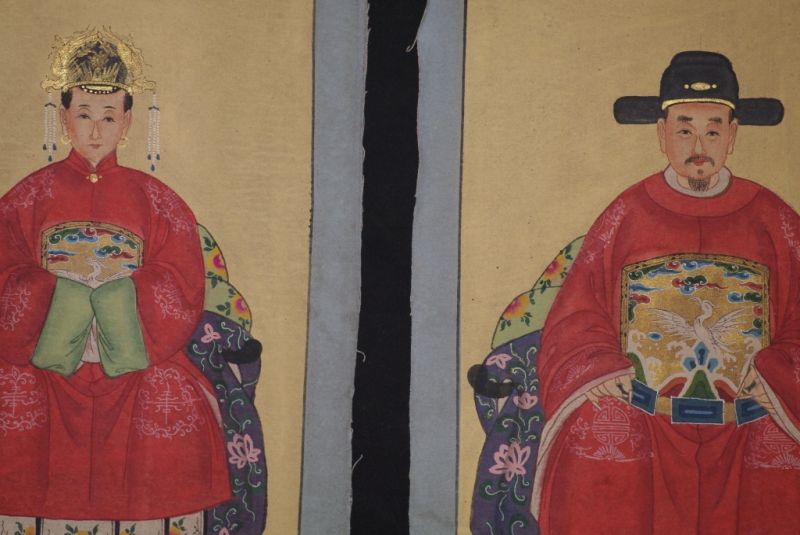 Kleine Ahnenpaare und Kaiser Chinesische Malerei Rot 2