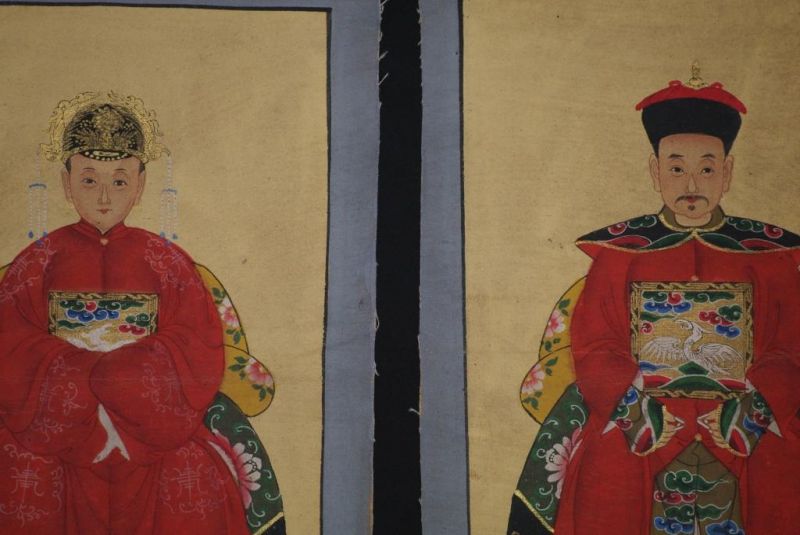 Kleine Ahnenpaare und Kaiser Chinesische Malerei Rot 2