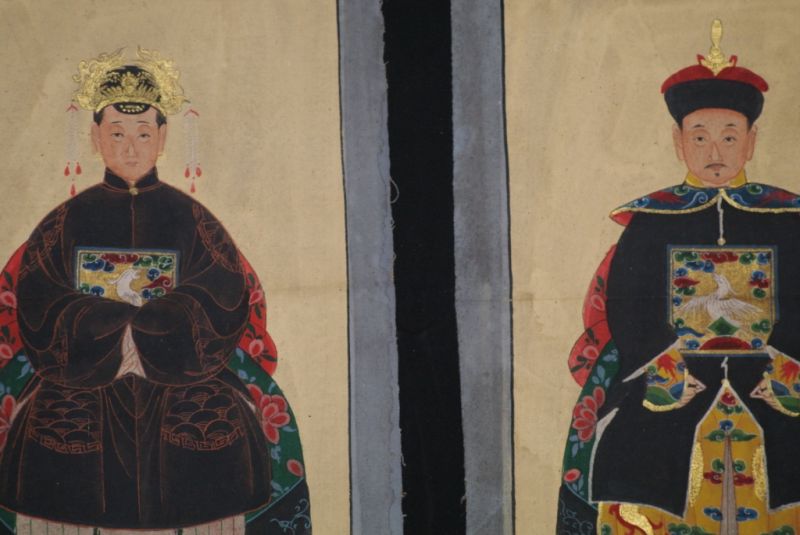 Kleine Ahnenpaare und Kaiser Chinesische Malerei Schwarz 2