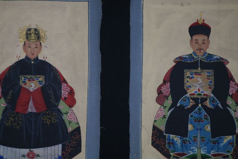 Kleine Ahnenpaare und Kaiser Chinesische Malerei Schwarz 2