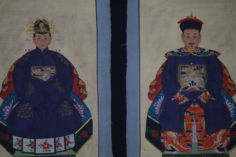 Kleine Ahnenpaare und Kaiser Chinesische Malerei Violett 2