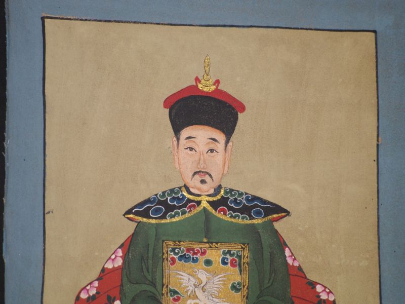 Kleine Ahnenpaare und Kaiser Chinesische Malerei Grün 4