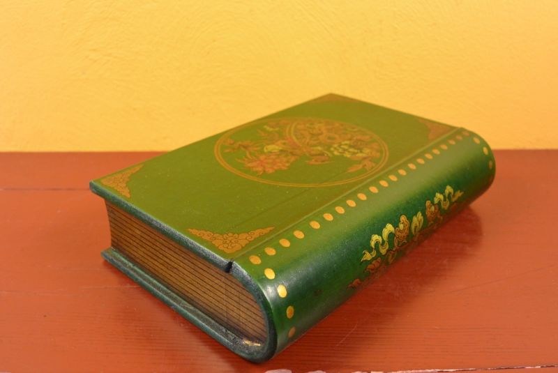 Kleine Asiatische Holzschatullen Grün Buchform 4