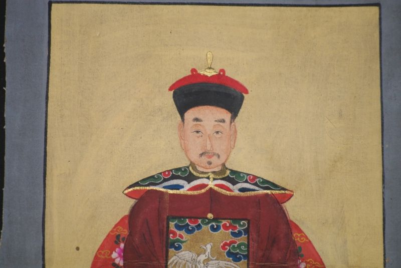 Kleine Chinesische Ahnenportraits Bordeauxrot 4