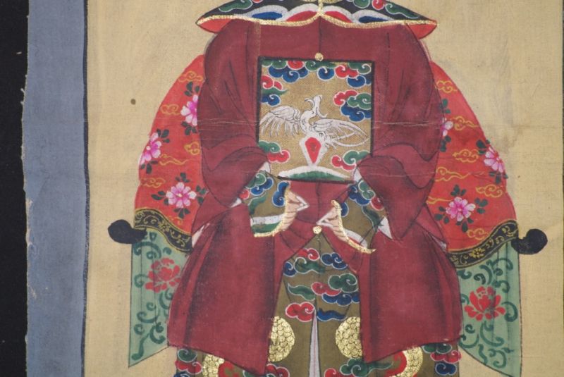 Kleine Chinesische Ahnenportraits Bordeauxrot 5