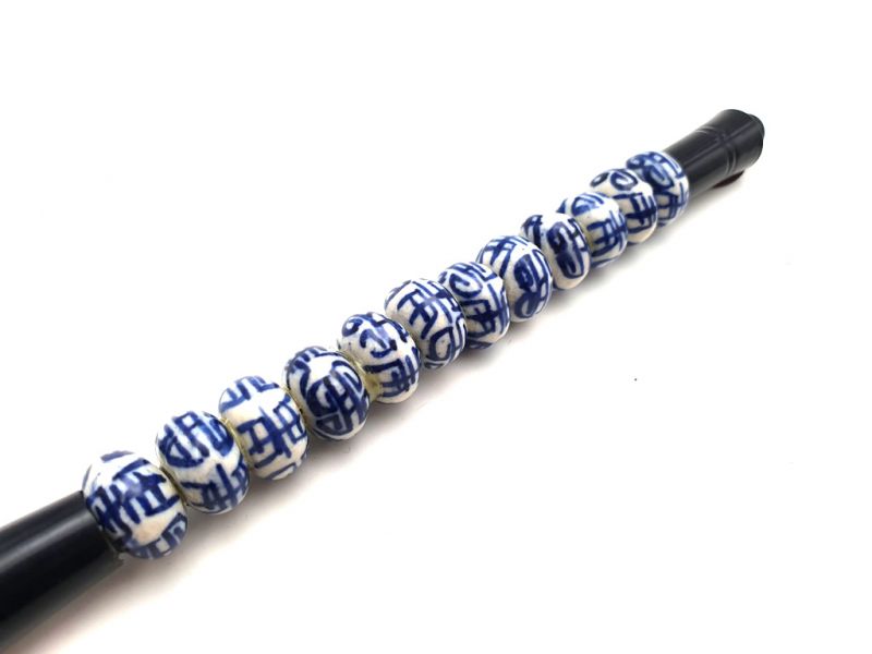 Kleine chinesische Kalligraphie-Pinsel Porzellan - Weiß und Blau 2