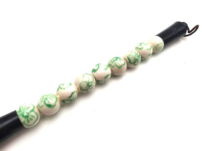 Kleine chinesische Kalligraphie-Pinsel Porzellan - Weiß und Grün 2