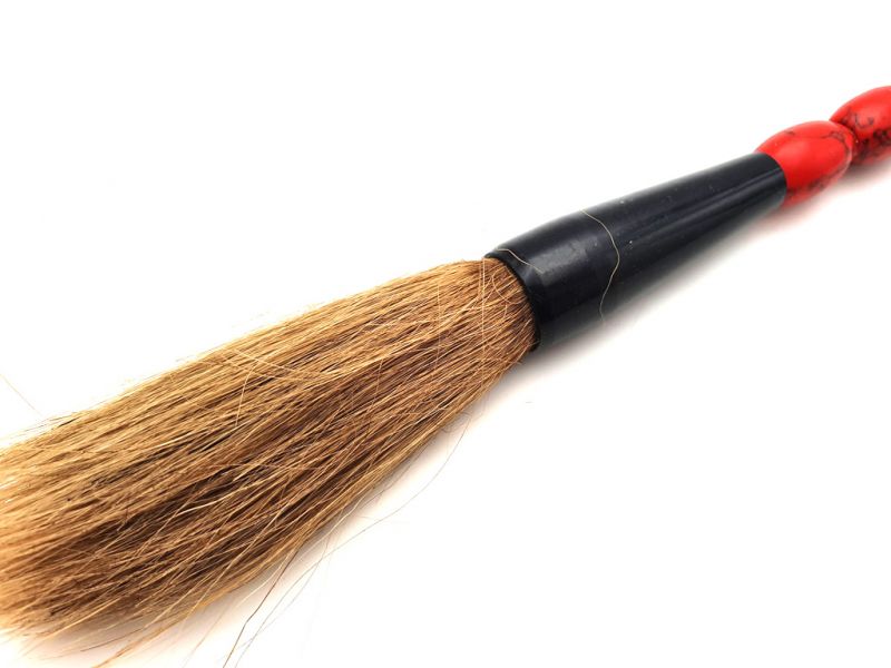 Kleine chinesische Kalligraphie-Pinsel Rot und Schwarz 2