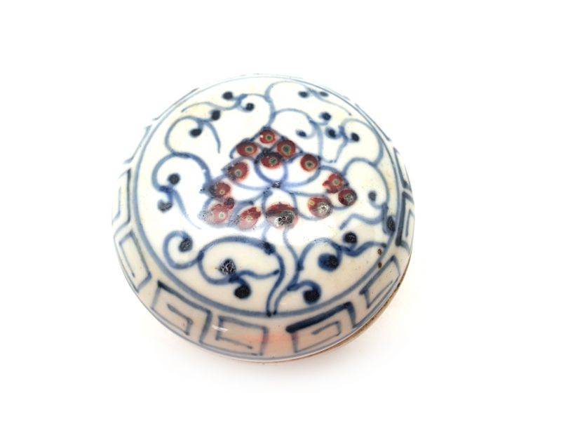 Kleine chinesische Porzellandose - Rund - Blume 2