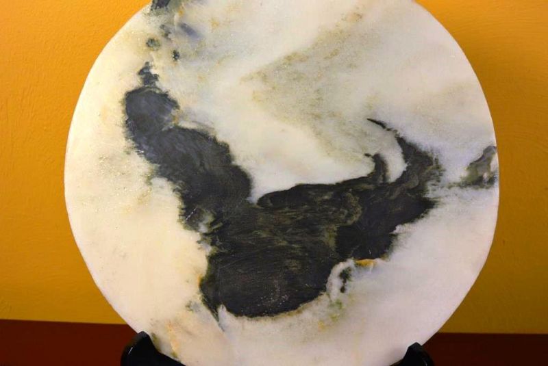 Kleine Chinesische Runden Dreamstone - Marmorstein - Abstrakte Kunst 2
