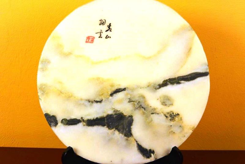 Kleine Chinesische Runden Dreamstone - Marmorstein - Landschaft 2