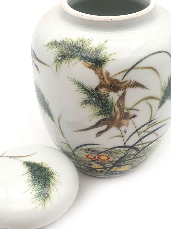 Kleine Chinesische Vase Porzellan - Farbig - Enten 2 3