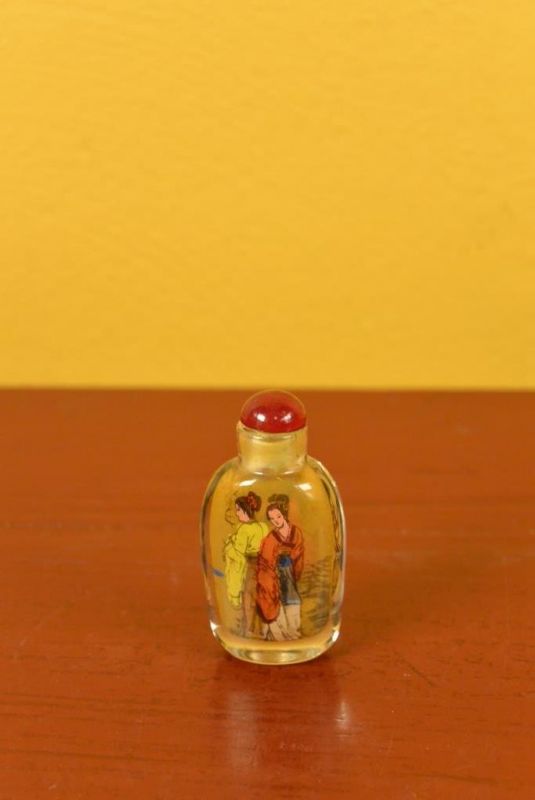 Kleine Glas Schnupftabakflasche Chinesische Frauen 2