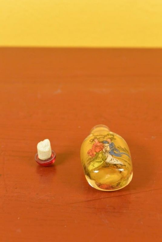 Kleine Glas Schnupftabakflasche Chinesische Frauen 5