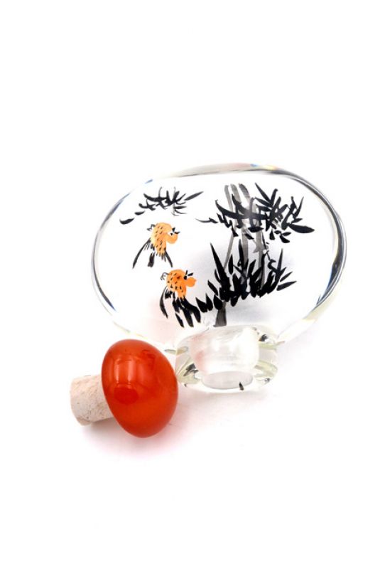Kleine Glas Schnupftabakflasche - Künstler - Bambus 4