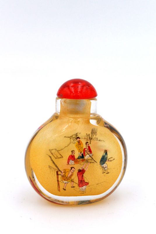 Kleine Glas Schnupftabakflasche - Künstler - Bauern 3
