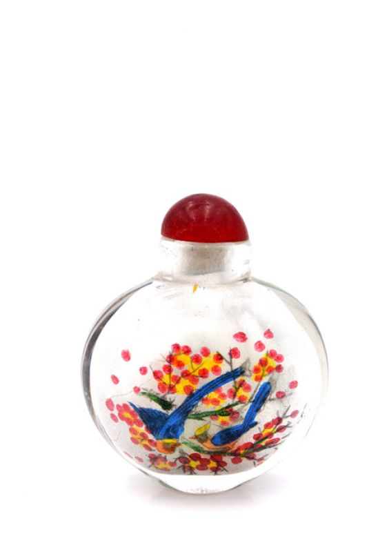 Kleine Glas Schnupftabakflasche - Künstler - Das Kätzchen und die Vögel 3