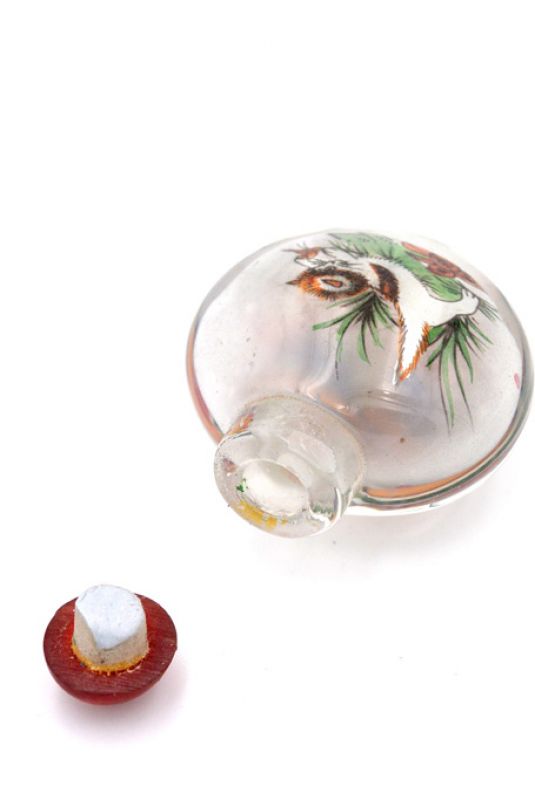 Kleine Glas Schnupftabakflasche - Künstler - Das Kätzchen und die Vögel 4