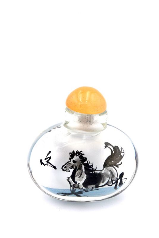 Kleine Glas Schnupftabakflasche - Künstler - Das Pferd 3