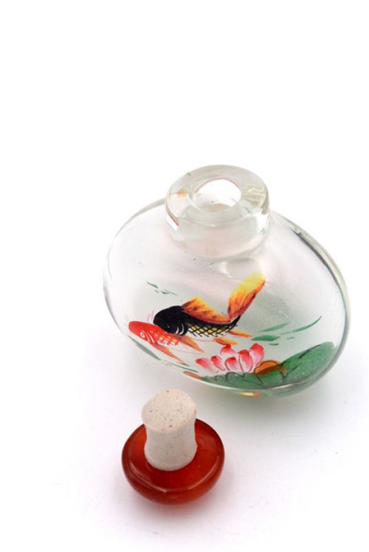 Kleine Glas Schnupftabakflasche - Künstler - Der japanische Karpfen 4