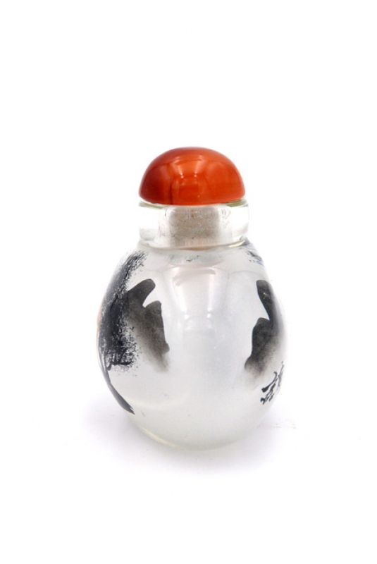 Kleine Glas Schnupftabakflasche - Künstler - die Mönche unter dem Baum 2