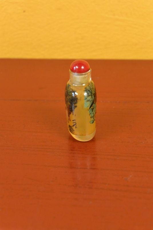 Kleine Glas Schnupftabakflasche Vögel 3