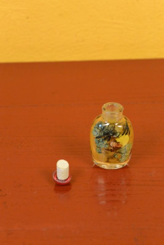 Kleine Glas Schnupftabakflasche Vögel 5