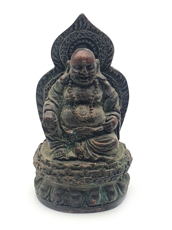 Kleine Messingstatue - lachender Buddha