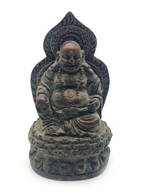 Kleine Messingstatue - lachender Buddha