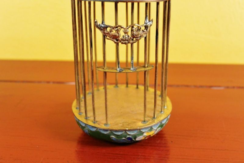 Kleinen Grillenkäfig aus Cloisonné Grün 2