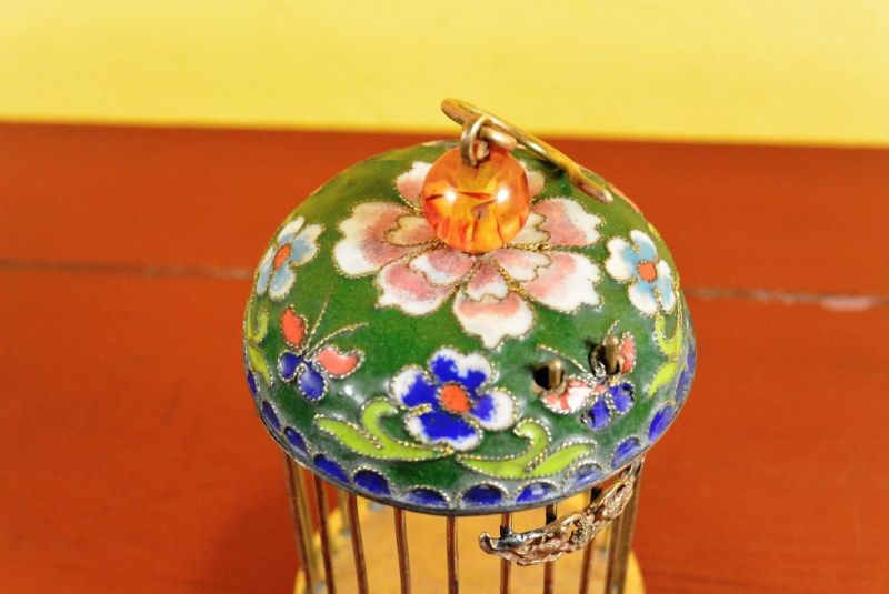 Kleinen Grillenkäfig aus Cloisonné Grün 3
