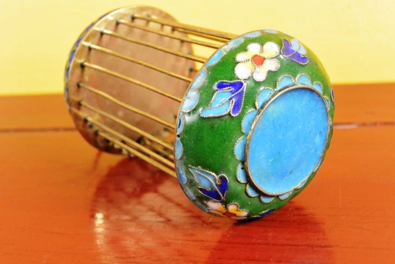 Kleinen Grillenkäfig aus Cloisonné Grün 5