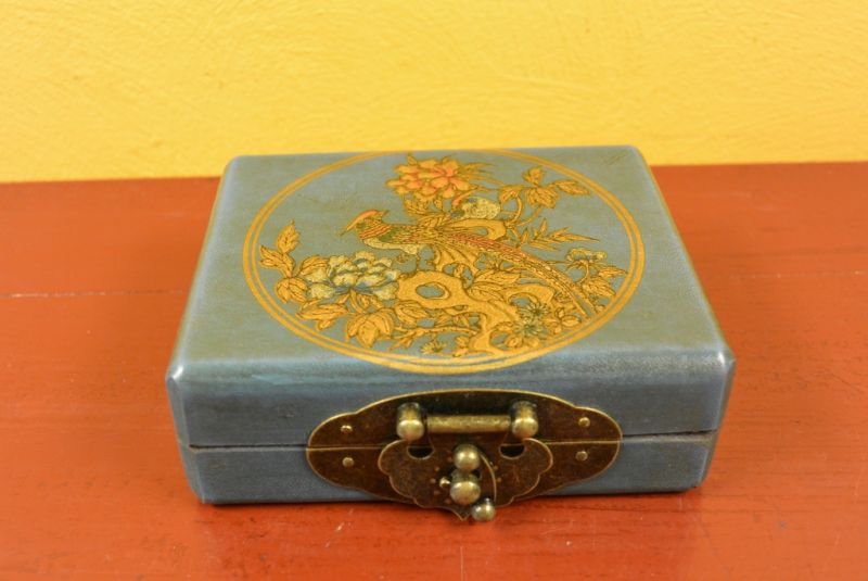 Kleiner Chinese Box blau mit einem Vogel und Abakus 4