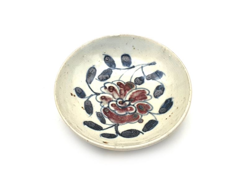 Kleiner chinesischer Porzellanteller 10cm - Blüte und Blätter 2