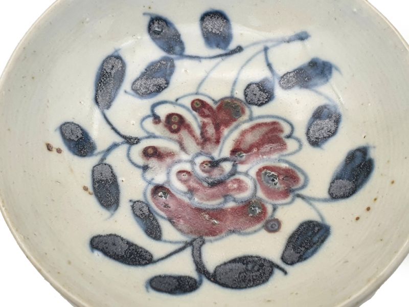 Kleiner chinesischer Porzellanteller 10cm - Blüte und Blätter 3