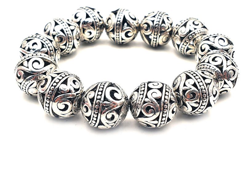 Kleines chinesisches ethnisches Armband - Großer Perlendurchmesser 1,75 cm 2
