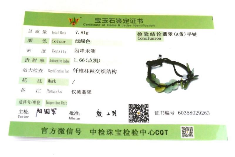 Kleines Jade Armband 10 Münzen - Durchscheinend Grün 4