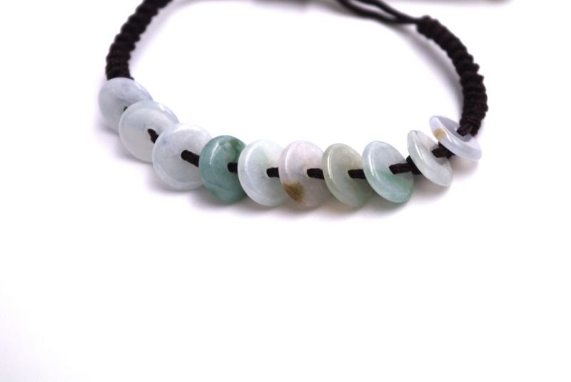 Kleines Jade Armband - Bi Scheiben - Grün und weiß 2