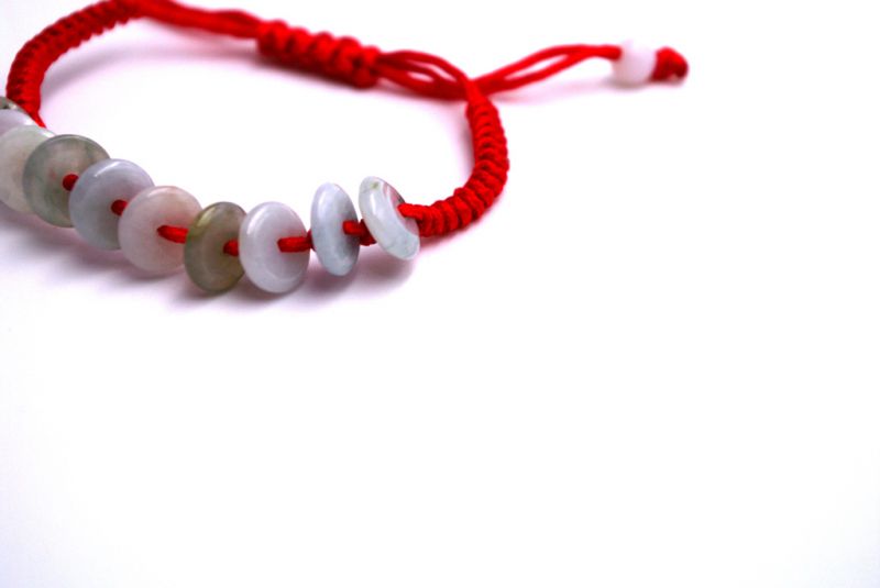 Kleines Jade Armband - Bi Scheiben - Grün und weiß - Rotes armband 2