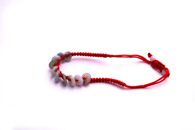 Kleines Jade Armband - Bi Scheiben - Grün und weiß - Rotes armband 3