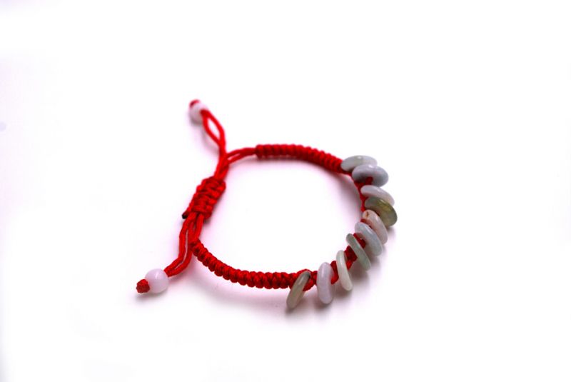 Kleines Jade Armband - Bi Scheiben - Grün und weiß - Rotes armband 4