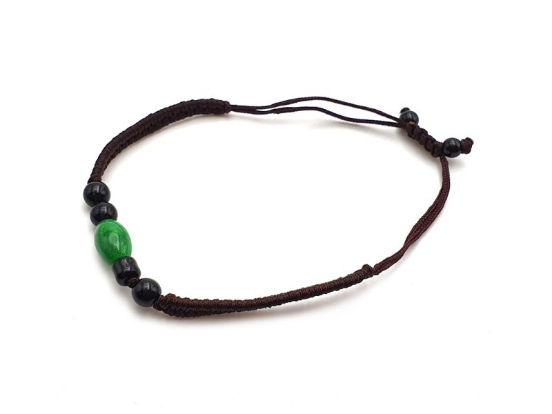 Kleines Jade Armband Braune Schnur 3