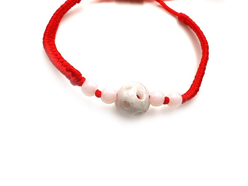 Kleines Jade Armband - Canton Ball aus Jade - Rote Schnur 2