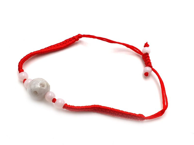 Kleines Jade Armband - Canton Ball aus Jade - Rote Schnur 3