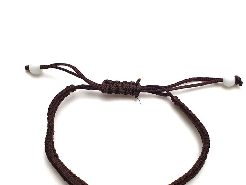 Kleines Jade Armband Große Jadeperle - braune Schnur 3